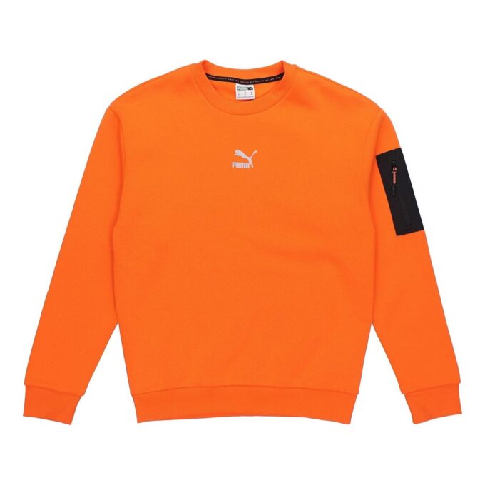 Avslappnad lös rund halsad pullover med låg orange färg