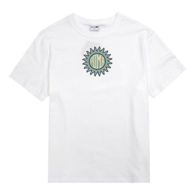 Downtown Graphic T-shirt Roligt Tryck Rund Hals Kortärmad Vit