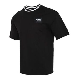 Enfärgad herr-T-shirt med rund hals ”Svart”