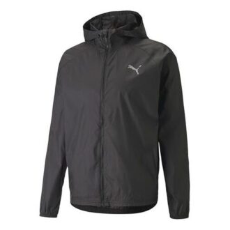 Enfärgad Logo Athleisure Casual Sportvävd Huvjacka Svart