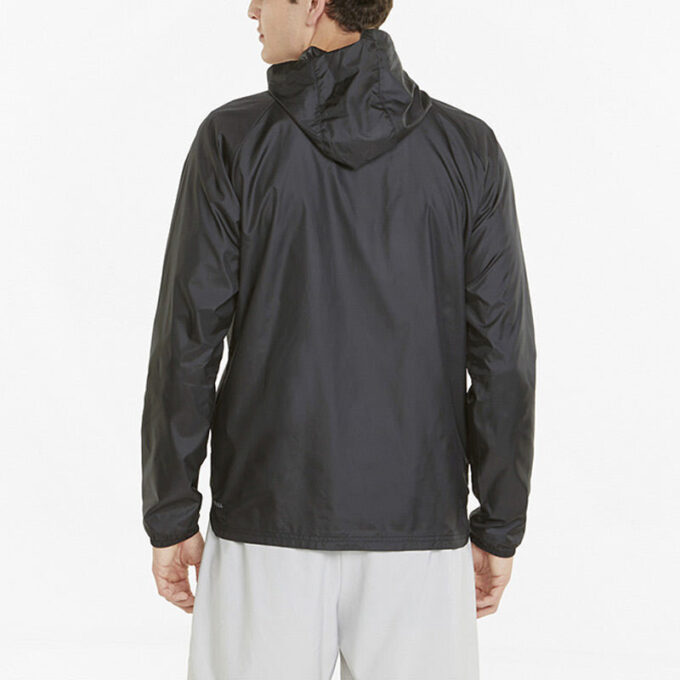 Enfärgad Logo Athleisure Casual Sportvävd Huvjacka Svart