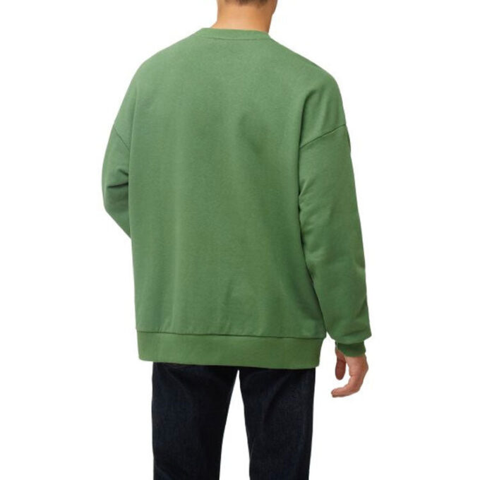 Enfärgad Logotyp Rund Halsad Tröja Långärmad Unisex Grön