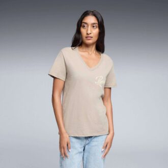 Essentials Script T-shirt med V-ringning för kvinnor