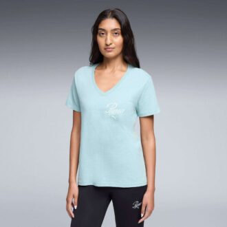 Essentials Script T-shirt med V-ringning för kvinnor