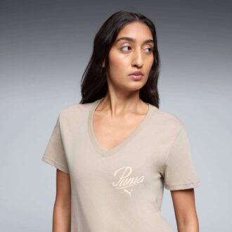 Essentials Script T-shirt med V-ringning för kvinnor