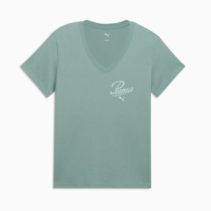 Essentials Script T-shirt med V-ringning för kvinnor Essentials Script T-shirt med V-ringning för kvinnor