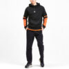 Färgblockerad hoodie med halv dragkedja ”Svart Orange Vit”