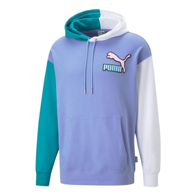 Färgblocks-Fandom-logotyp-hoodie ”Lila”