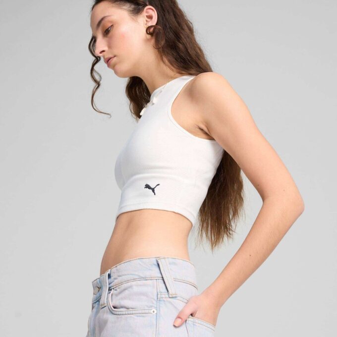 Garderobsnödvändigheter Dam Ribbad Crop Top
