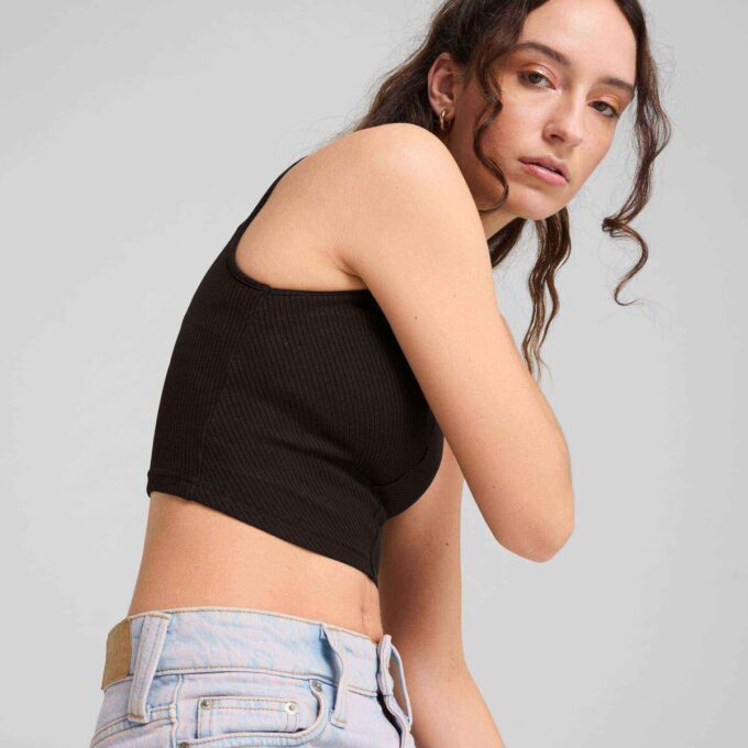 Garderobsnödvändigheter Dam Ribbad Crop Top