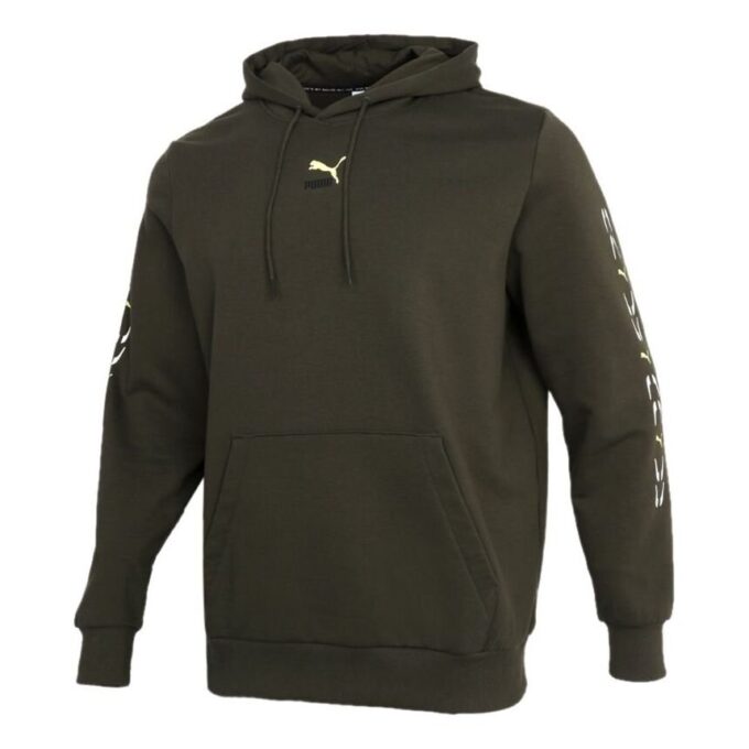 Grafisk Hoodie ”Olivgrön Vit”