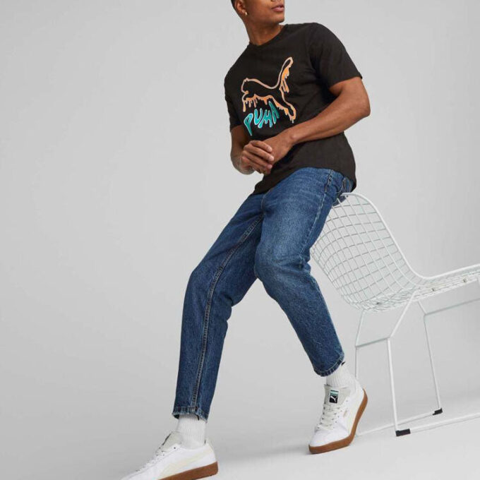 Grafisk smält katt-t-shirt ”Svart”