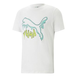 Grafisk smält katt-t-shirt ”Vit”