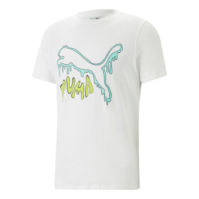Grafisk smält katt-t-shirt ”Vit”