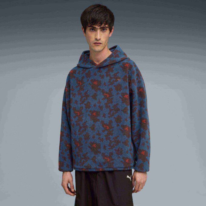 Heltryckt mönstrad fleecehuvtröja för män Heltryckt mönstrad fleecehuvtröja för män