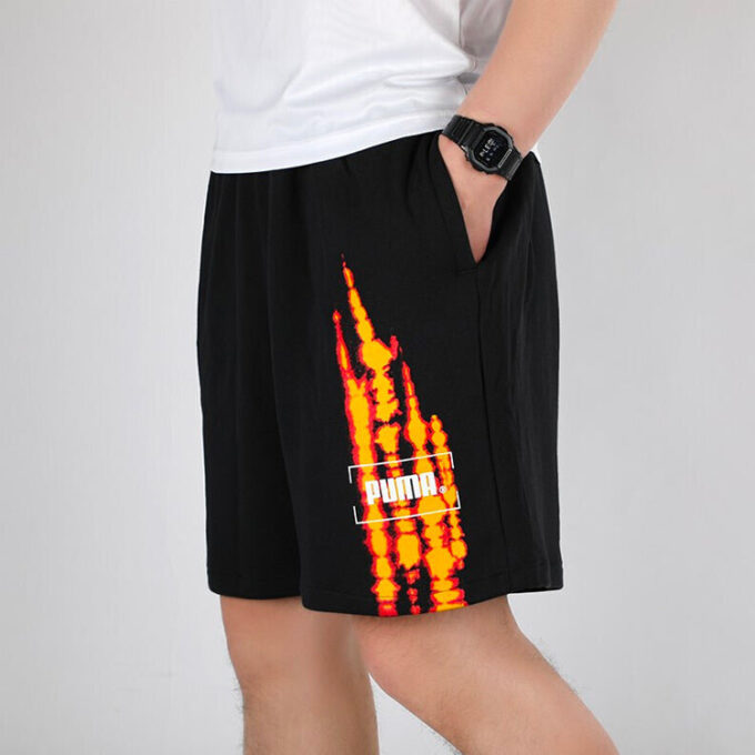 Herr PUMA Casual Andningsbara Stickade Shorts Svarta