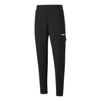 Herr PUMA Vinterbyxor Fleecefodrade Sidofickor Håll Varm Stickade Sportbyxor Svarta