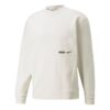 Herr PUMA Winterized Crew Logo Enfärgad Fleecefodrad Sportstickad Rundhalsad Tröja Vit
