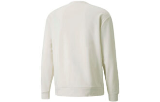 Herr PUMA Winterized Crew Logo Enfärgad Fleecefodrad Sportstickad Rundhalsad Tröja Vit