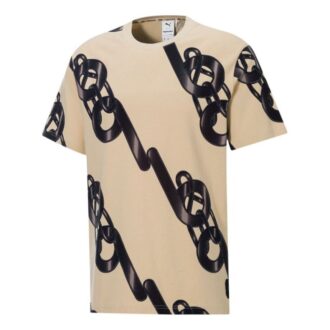 Herr PUMA x PRONOUNCE Unisex Graphic T-shirt Crossover Chain Print Athleisure Casual Sport Kortärmad Khaki