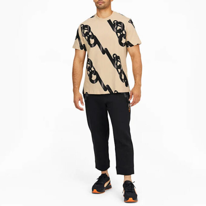 Herr PUMA x PRONOUNCE Unisex Graphic T-shirt Crossover Chain Print Athleisure Casual Sport Kortärmad Khaki