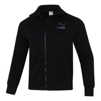 Ikonisk T7 Retro-logotyp Sportjacka med stående krage Svart
