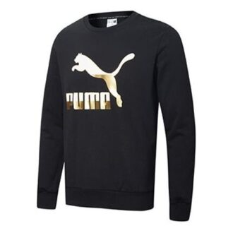 Klassiker Casual Tryck Rund Hals Svart Guldfärg ”Svart Guld”