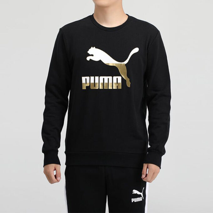 Klassiker Casual Tryck Rund Hals Svart Guldfärg ”Svart Guld”