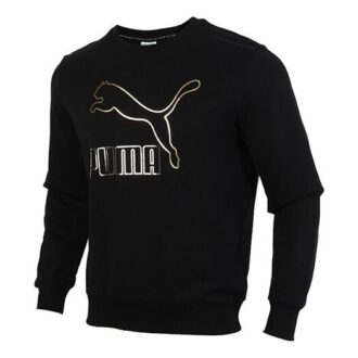 Klassiker Tryckt Fleece Tröja Herr Svart/Guld
