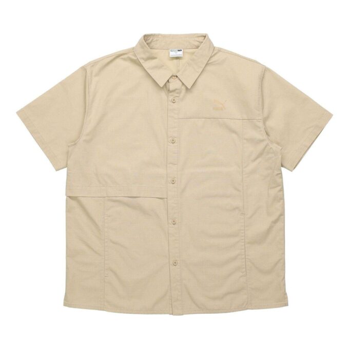 Klassisk överdimensionerad kortärmad pikétröja ”Beige”