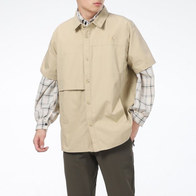 Klassisk överdimensionerad kortärmad pikétröja ”Beige”