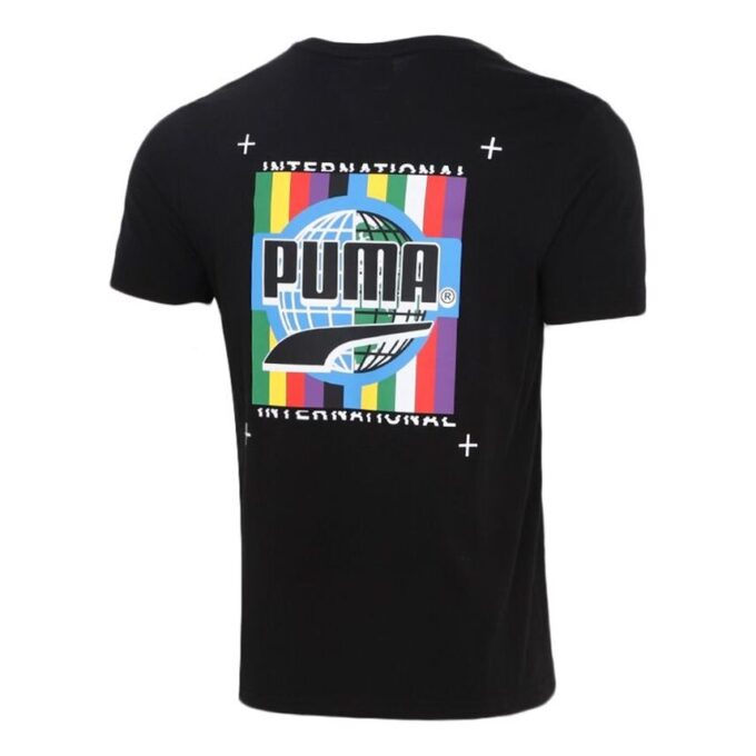 Kortärmad t-shirt med graffitimotiv och fototryck ”Svartblåröd”