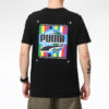 Kortärmad t-shirt med graffitimotiv och fototryck ”Svartblåröd”