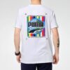 Kortärmad T-shirt med graffitimotiv och fototryck ”Vit Blå Röd”