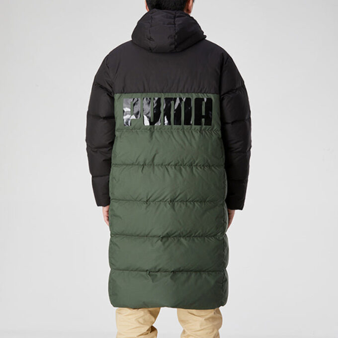 Lång, överdimensionerad dunjacka ”Grön Svart”