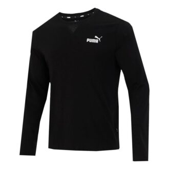 Logotyptryck Träning Sport Andningsbar Rund Hals Långärmad T-shirt Herr Svart