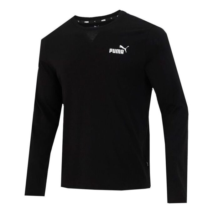 Logotyptryck Träning Sport Andningsbar Rund Hals Långärmad T-shirt Herr Svart