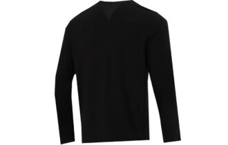 Logotyptryck Träning Sport Andningsbar Rund Hals Långärmad T-shirt Herr Svart