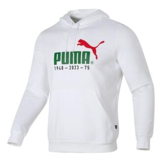 Logotyptryckt casual hoodie ”Vit Grön Röd”