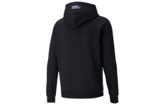 Logotyptryckt tröja med huva i fleece Herr Svart