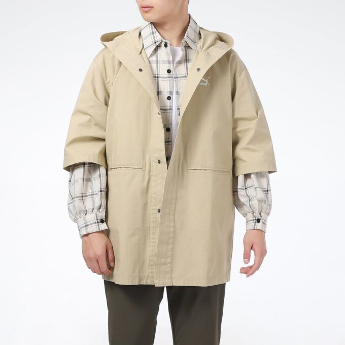 Lös, huvad, casual, sportig, kortärmad jacka ”Beige”
