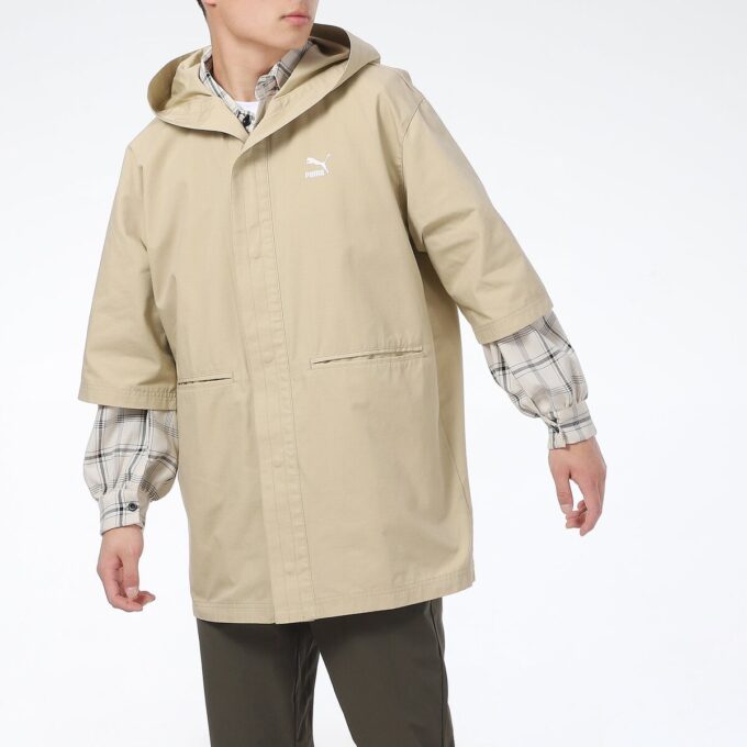 Lös, huvad, casual, sportig, kortärmad jacka ”Beige”