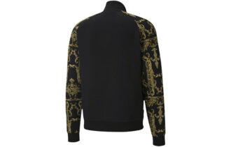 Luxe Aop Track Heldragkedja Med Logotyp Tryckt Sportjacka Herr Svart/Guld