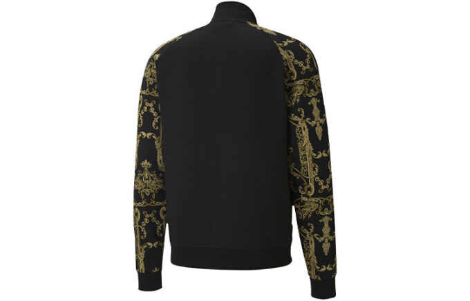 Luxe Aop Track Heldragkedja Med Logotyp Tryckt Sportjacka Herr Svart/Guld