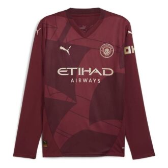Manchester City 24/25 Bortatröja med långa ärmar ”Röd”