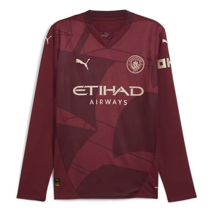 Manchester City 24/25 Bortatröja med långa ärmar ”Röd”