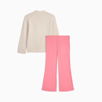 Matchande set fleecejacka och utsvängda leggings för småbarn