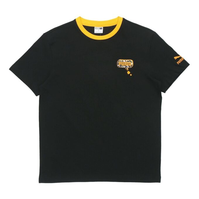 Medvetenhetslogotyp Broderad Tryck Sport Lös Rund Hals Kortärmad Svart