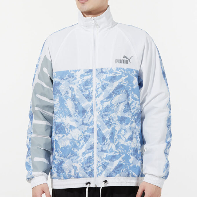 Mountain Aop Windbreaker Vävd Sportjacka med Logotyp Vit