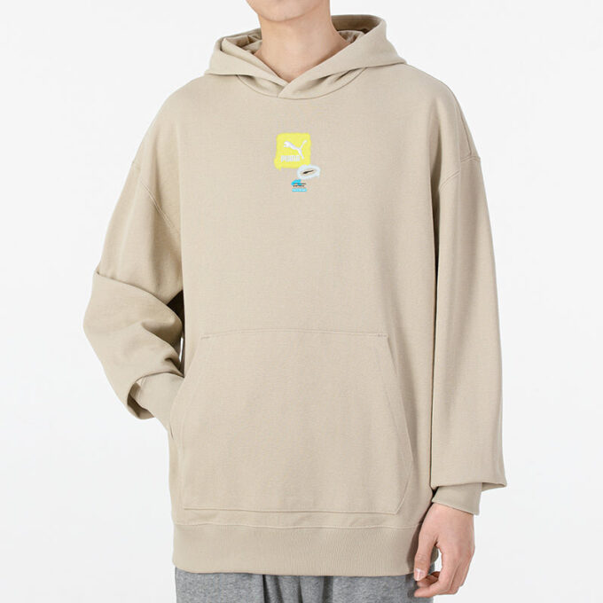 Oversize Trendig Hoodie Med Grafisk Logotyp ”Beige”